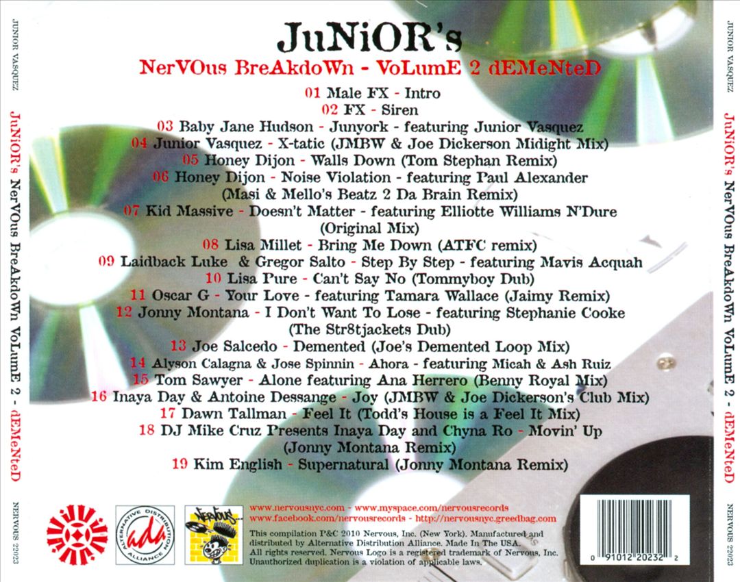 Junior's Nervous Breakdown Vol.2 (Demented/Mixed By Junior Vasquez) cover art