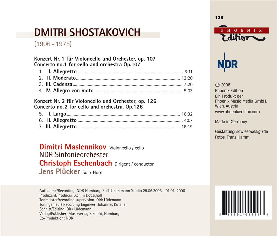 Shostakovich: Cello Concertos Nos. 1 & 2 cover art