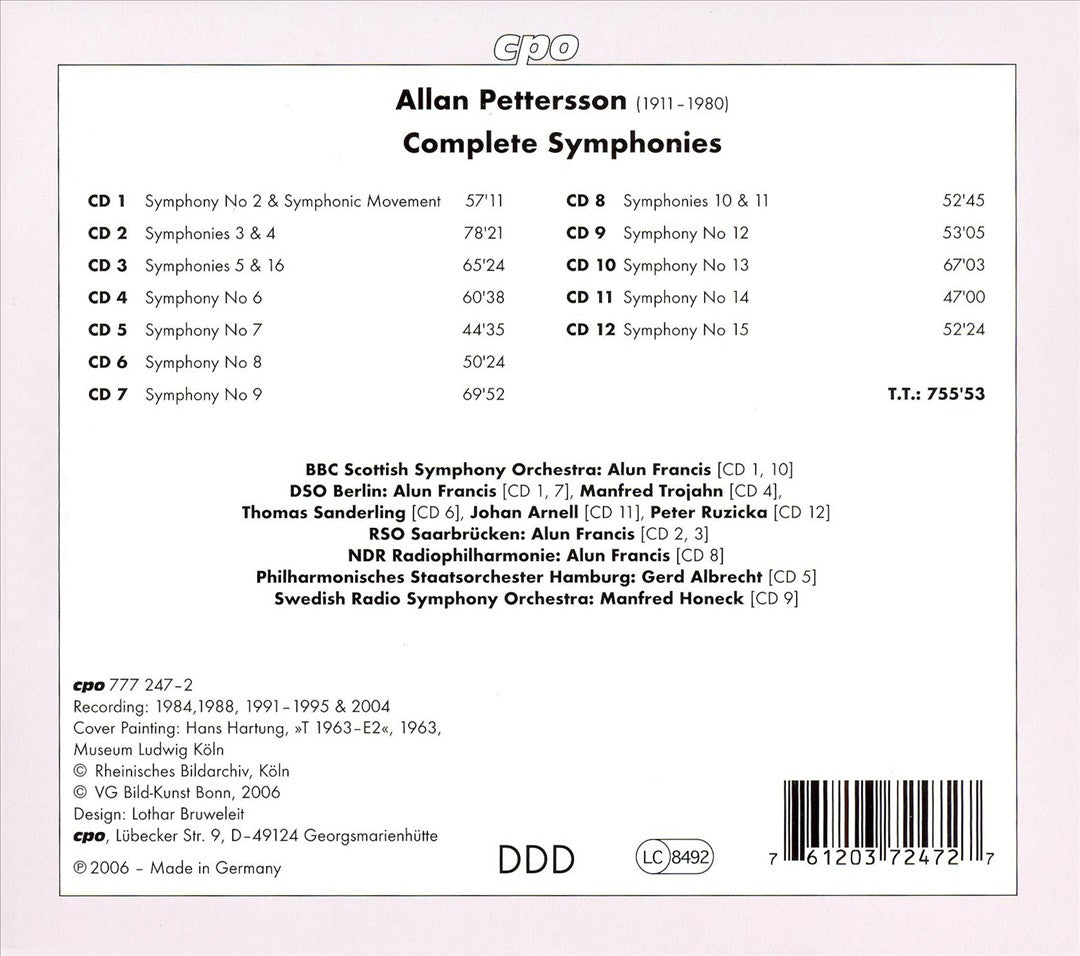 Allan Pettersson: Complete Symphonies cover art