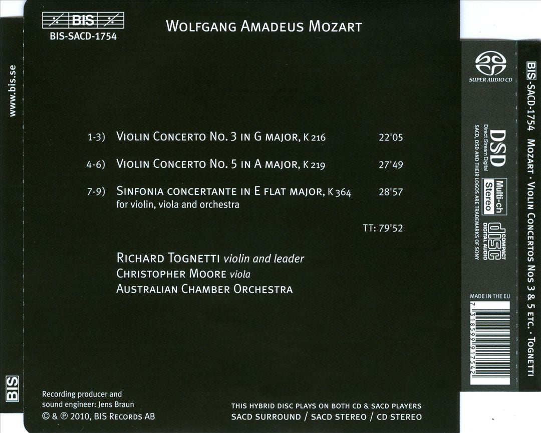 Mozart: Violin Concertos 3 & 5; Sinfonia Concertante cover art