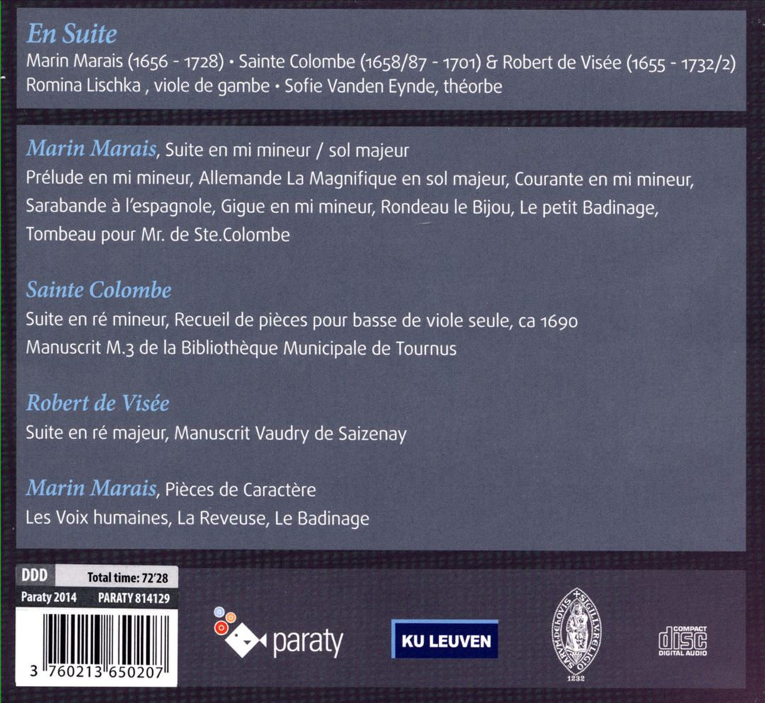 En Suite: Marin Marais, Sainte Colombe & Robert de Visée cover art