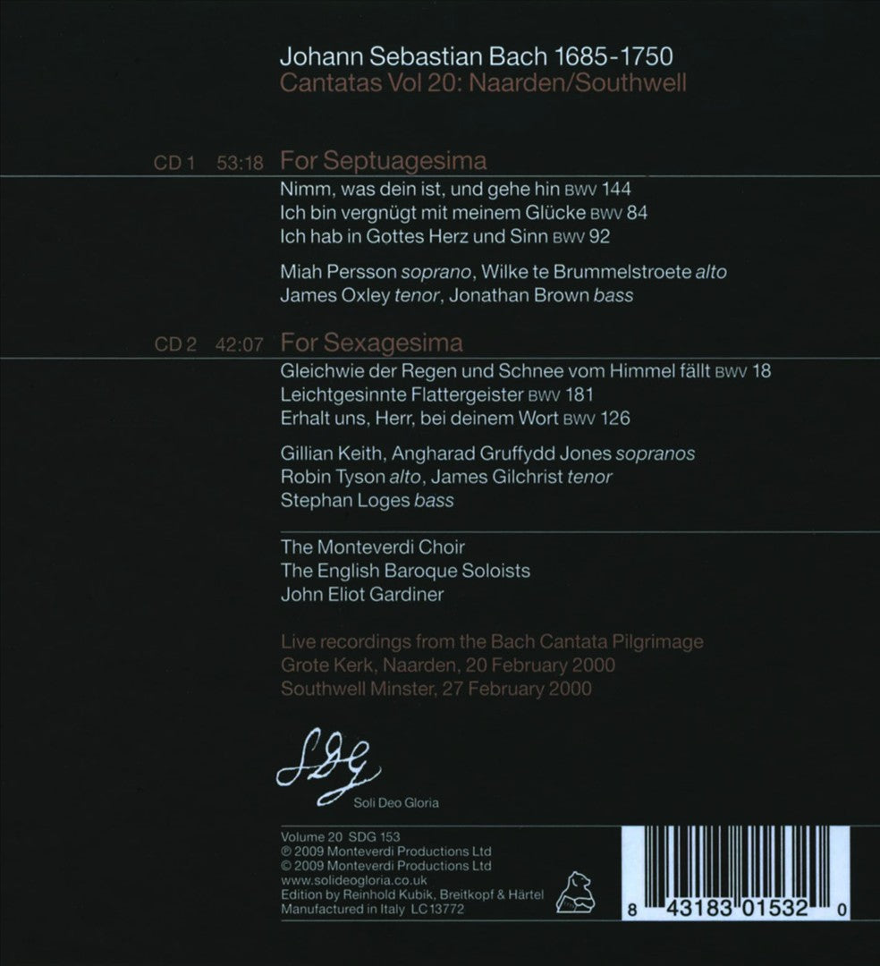 Bach Cantatas, Vol. 20: Naarden/Southwell cover art