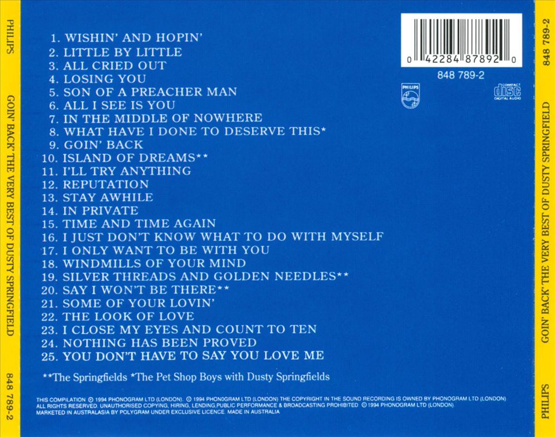 Goin' Back: The Very Best of Dusty Springfield, 1962-1994 cover art