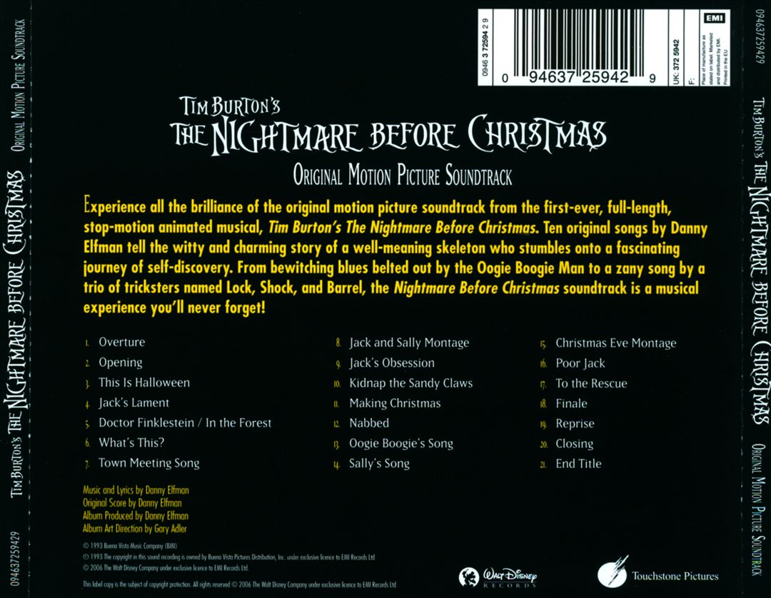 Tim Burton's The Nightmare Before Christmas [Original Motion Picture Soundtrack] cover art