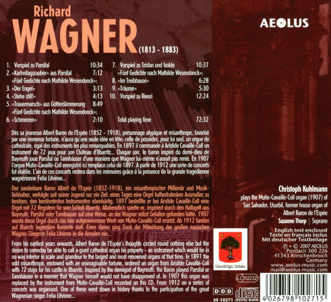 Wagner: Une soirée musical chez Albert Baron de l'Espée - Transcriptions for Organ cover art