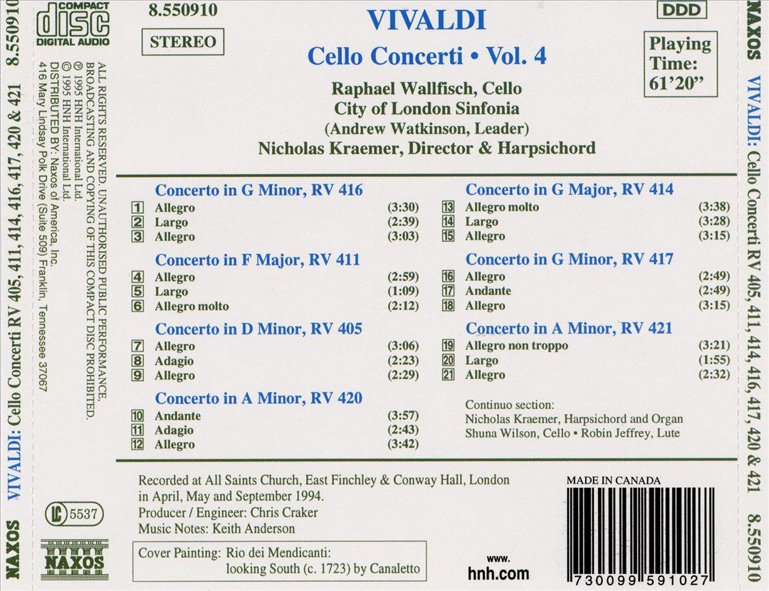 Vivaldi: Cello Concerti, Vol. 4 cover art