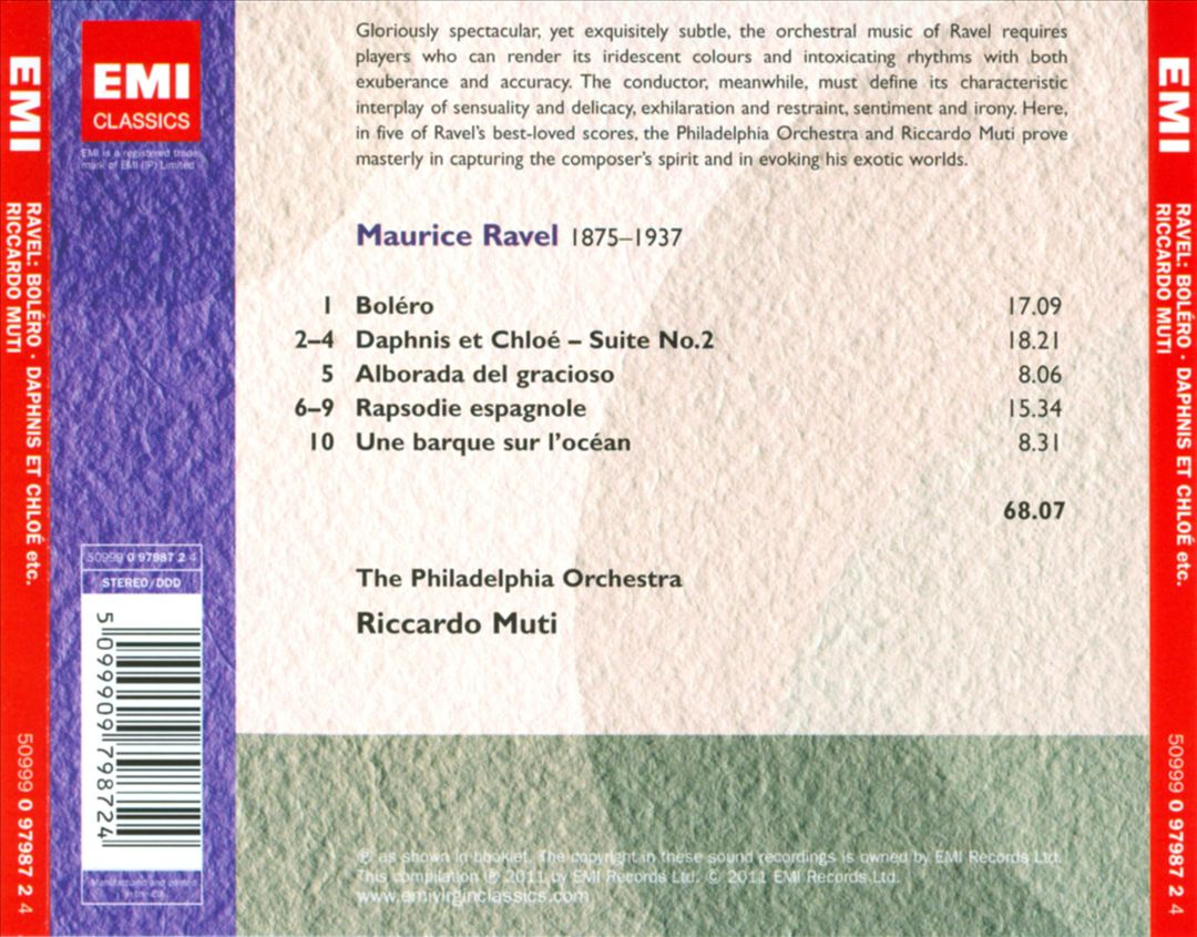 Ravel: Daphnis et Chloé Suite No. 2; Rapsodie espagnole; Boléro; Une barque sur l'océan cover art