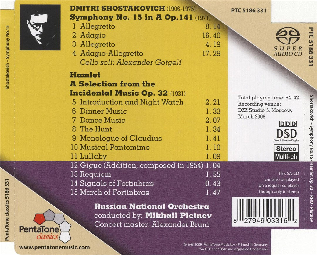 Shostakovich: Hamlet; Symphony No. 15  cover art