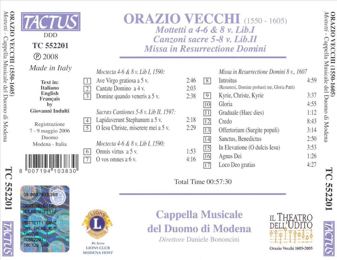 Vecchi: Mottetti; Missa in Resurrectione Domini cover art