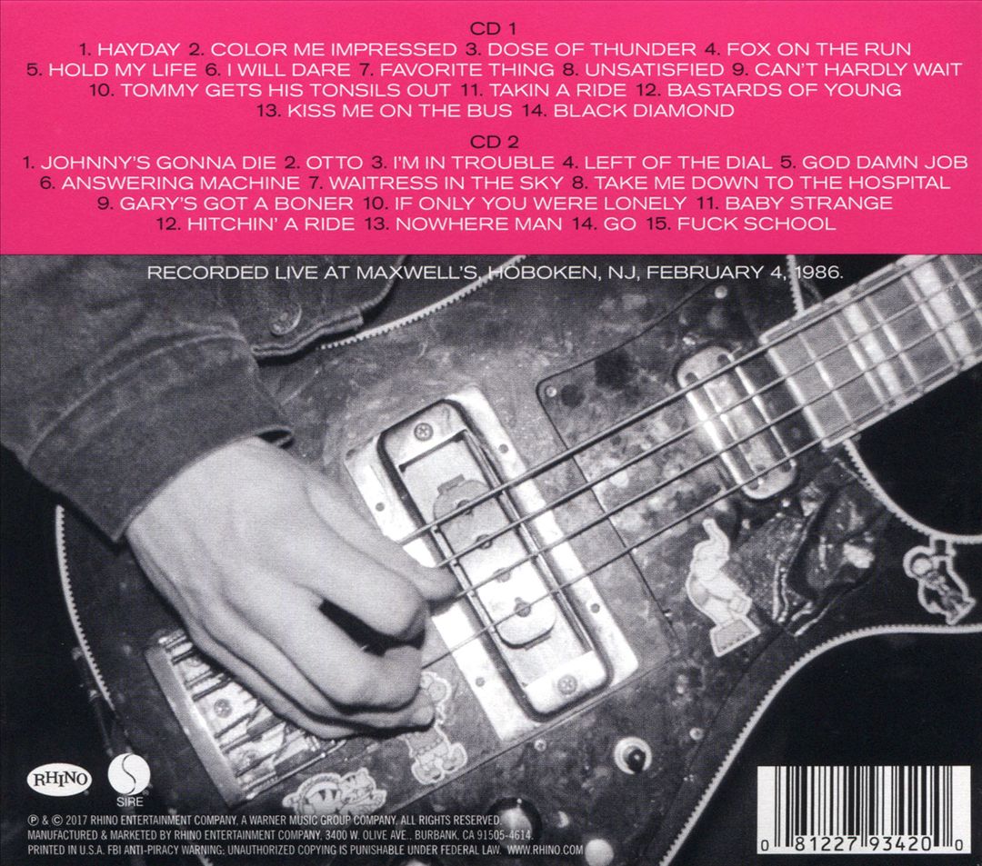 For Sale: Live at Maxwell's 1986 cover art