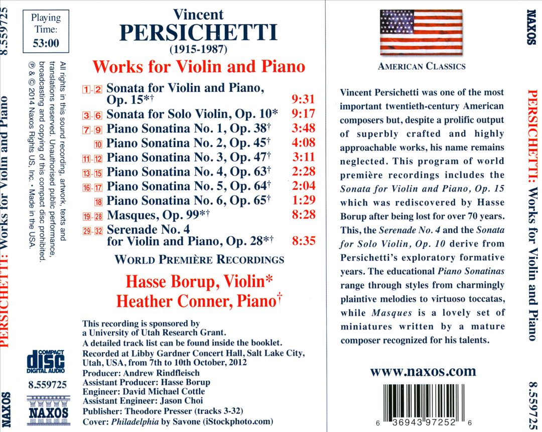 Vincent Persichetti: Works for Violin and Piano cover art