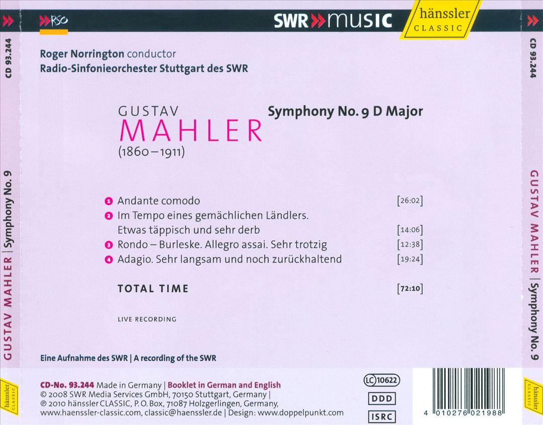 Mahler: Symphony No. 9 cover art