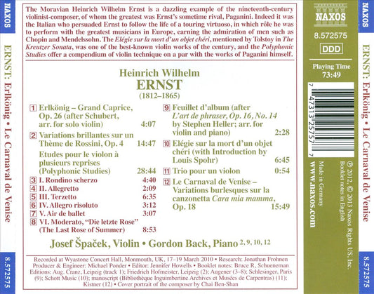 Heinrich Wilhelm Ernst: Erlkönig; Le Carnaval de Venise; Polyphonic Studies cover art