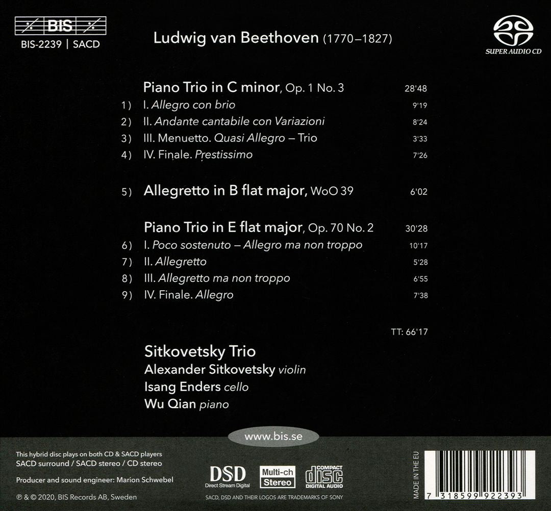 Beethoven: Piano Trios Vol. 1 - Op. 1/3 & Op. 70/2 cover art