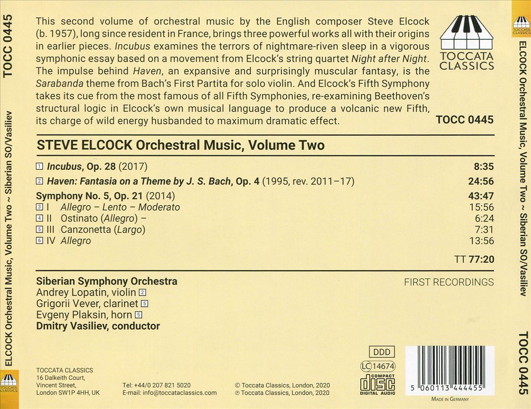 Steve Elcock: Orchestral Music, Vol. 2 cover art