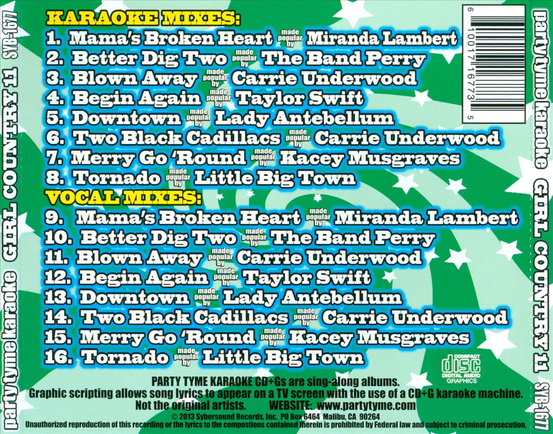 Party Tyme Karaoke: Girl Country, Vol. 11 cover art