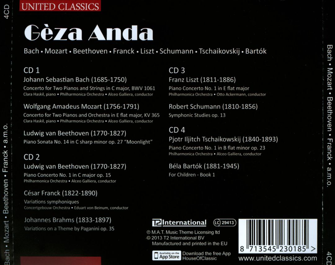 Bach, Mozart, Beethoven, Franck, Liszt, Schumann,Tschaikowskij, Bartók cover art