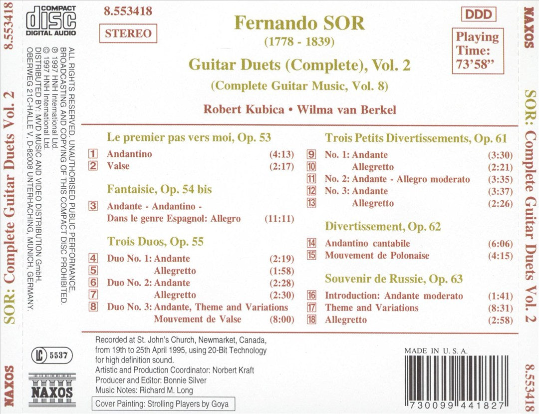 Sor: Guitar Duets, Vol. II cover art