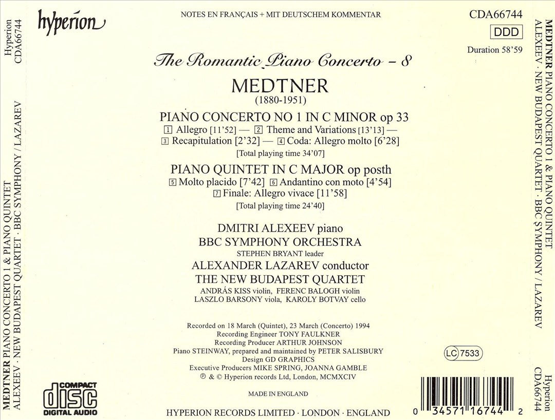 Romantic Piano Concerto, Vol. 8: Nikolai Medtner cover art