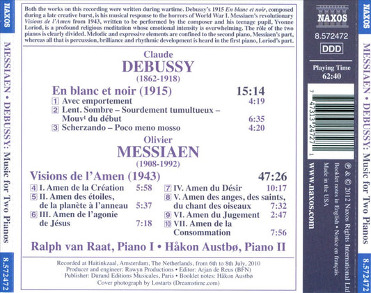 Messiaen: Visions de l'Amen; Debussy: En blanc et noir cover art
