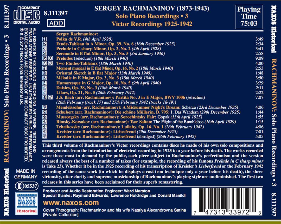 Rachmaninov, Vol. 3 cover art