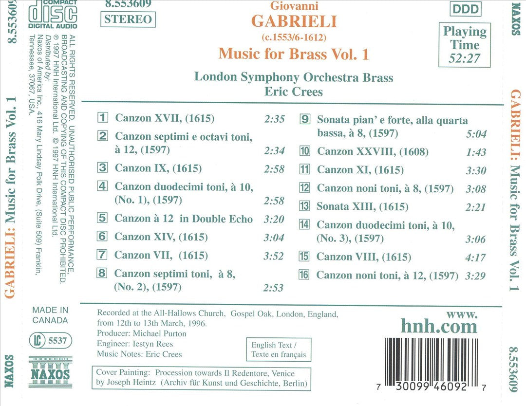 Giovanni Gabrieli: Music for Brass, Vol. 1 cover art