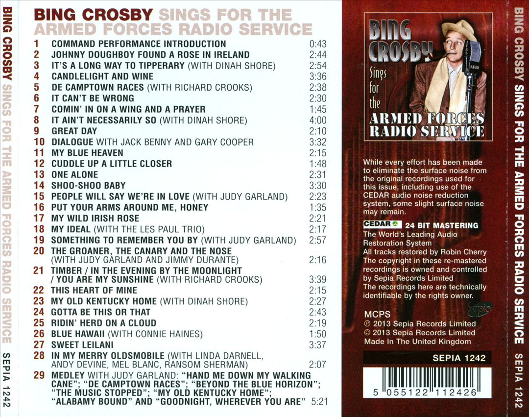 Sings for the Armed Forces Radio Service cover art