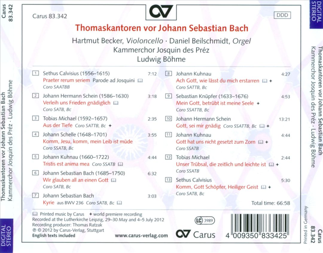 Thomaskantoren vor Johann Sebastian Bach cover art