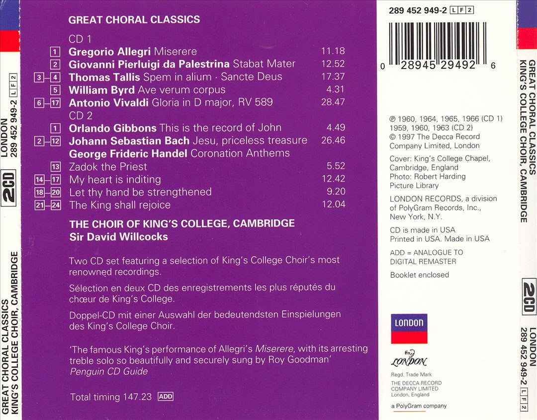 Great Choral Classics from King's Choir of King's College, Cambridge cover art