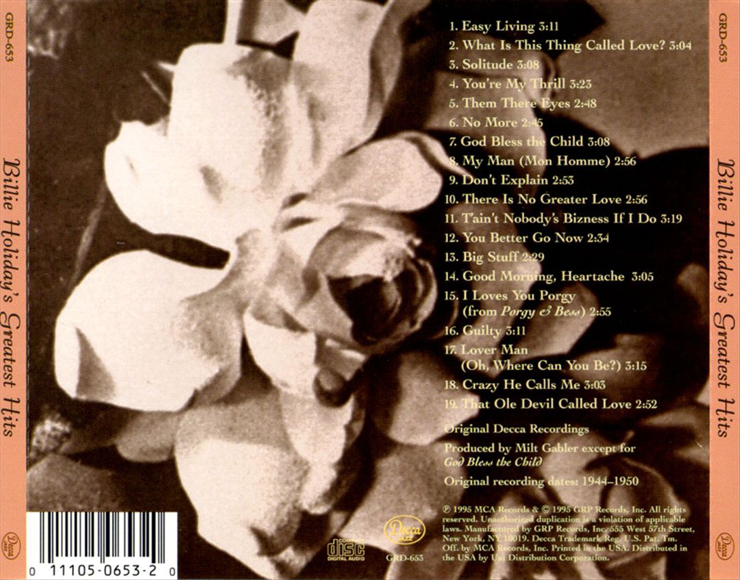 Billie Holiday's Greatest Hits [MCA] cover art
