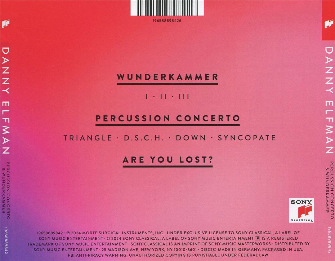 Danny Elfman: Percussion Concerto; Wunderkammer cover art