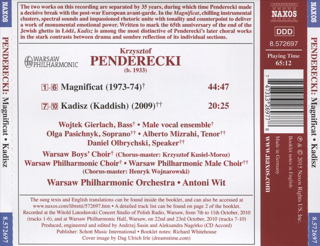 Penderecki: Magnificat; Kadisz cover art