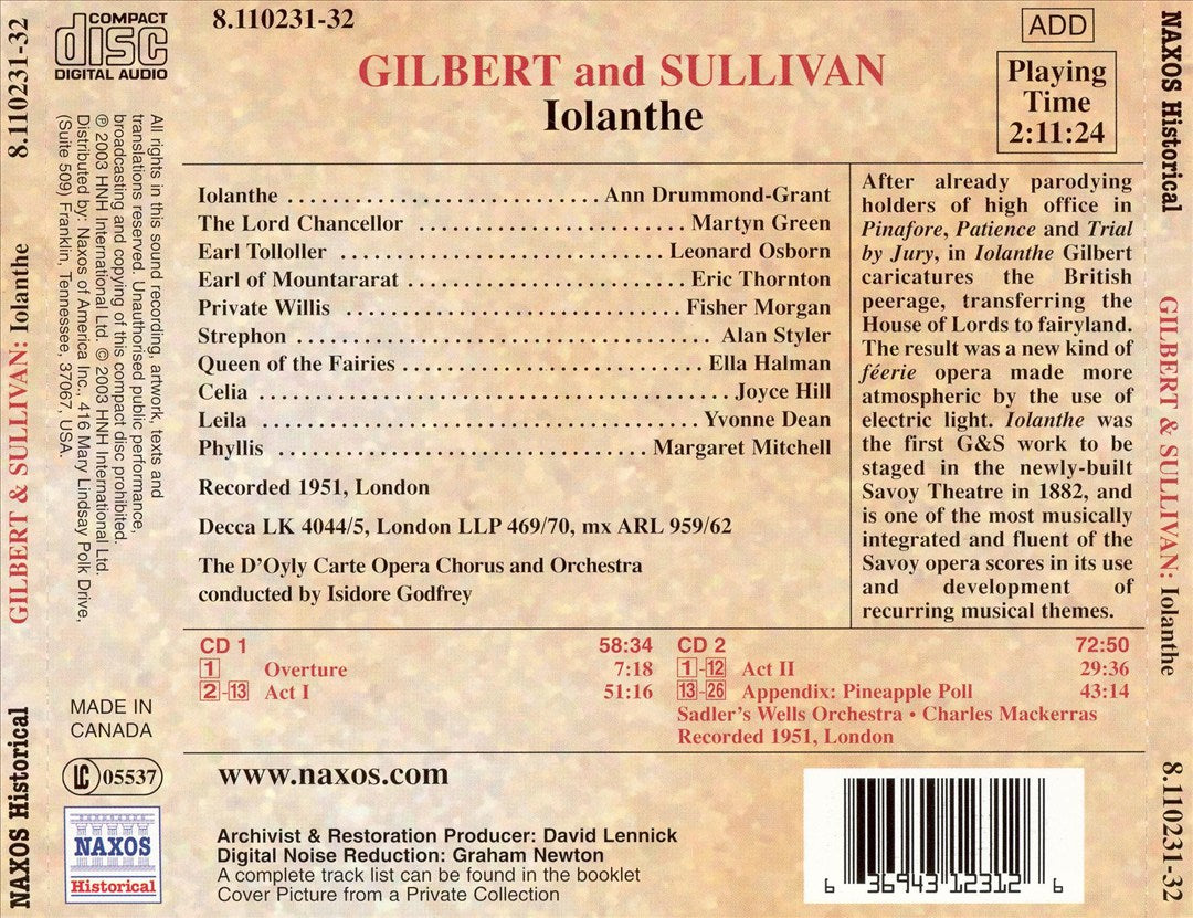 Gilbert & Sullivan: Iolanthe [1951 Recording] cover art
