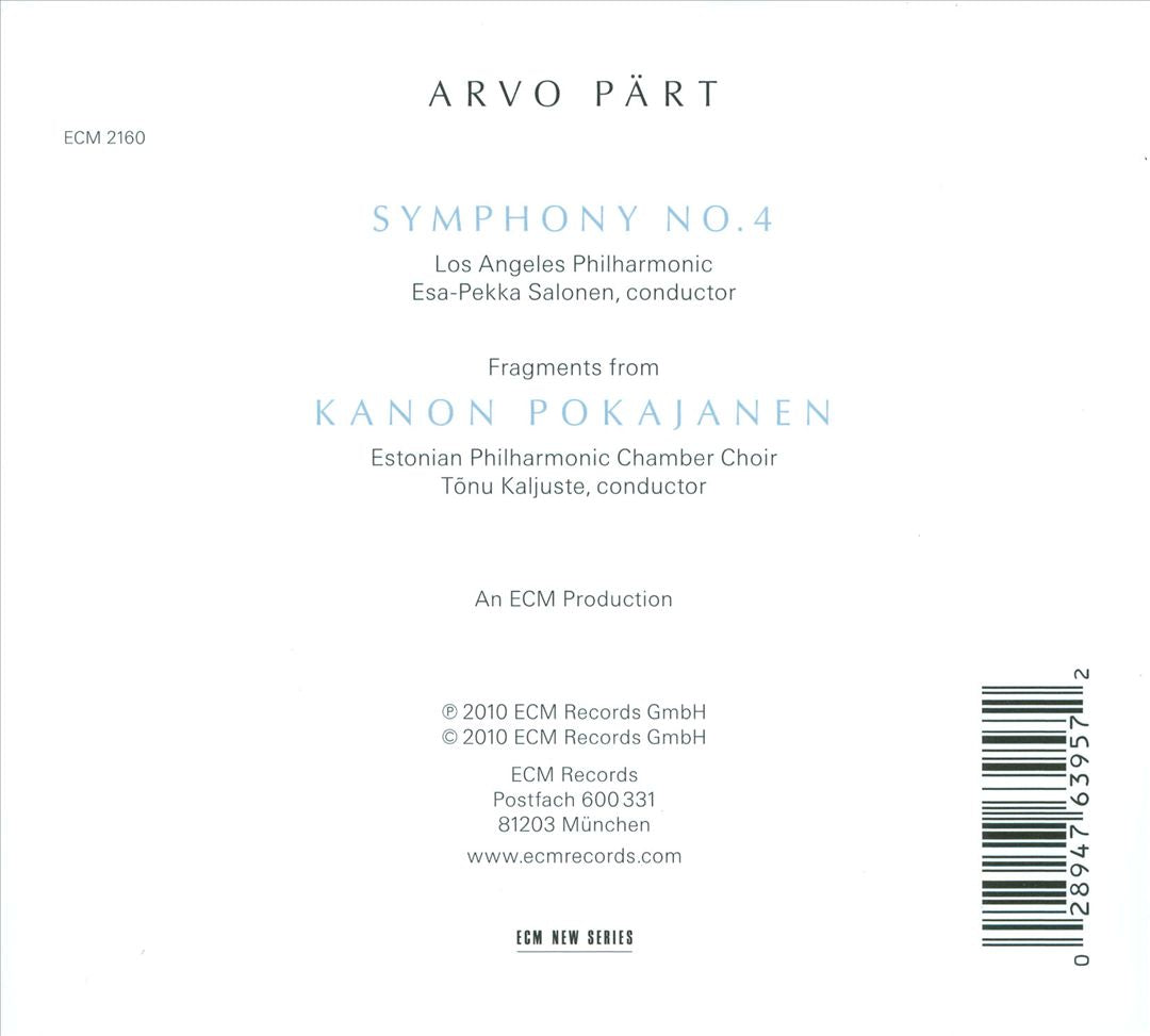 Arvo Pärt: Symphony No. 4 cover art