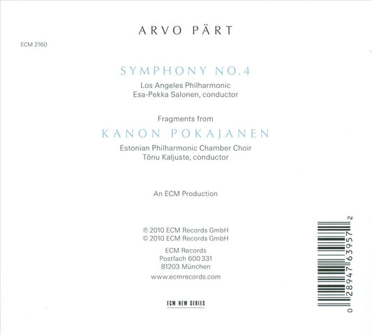Arvo Pärt: Symphony No. 4 cover art