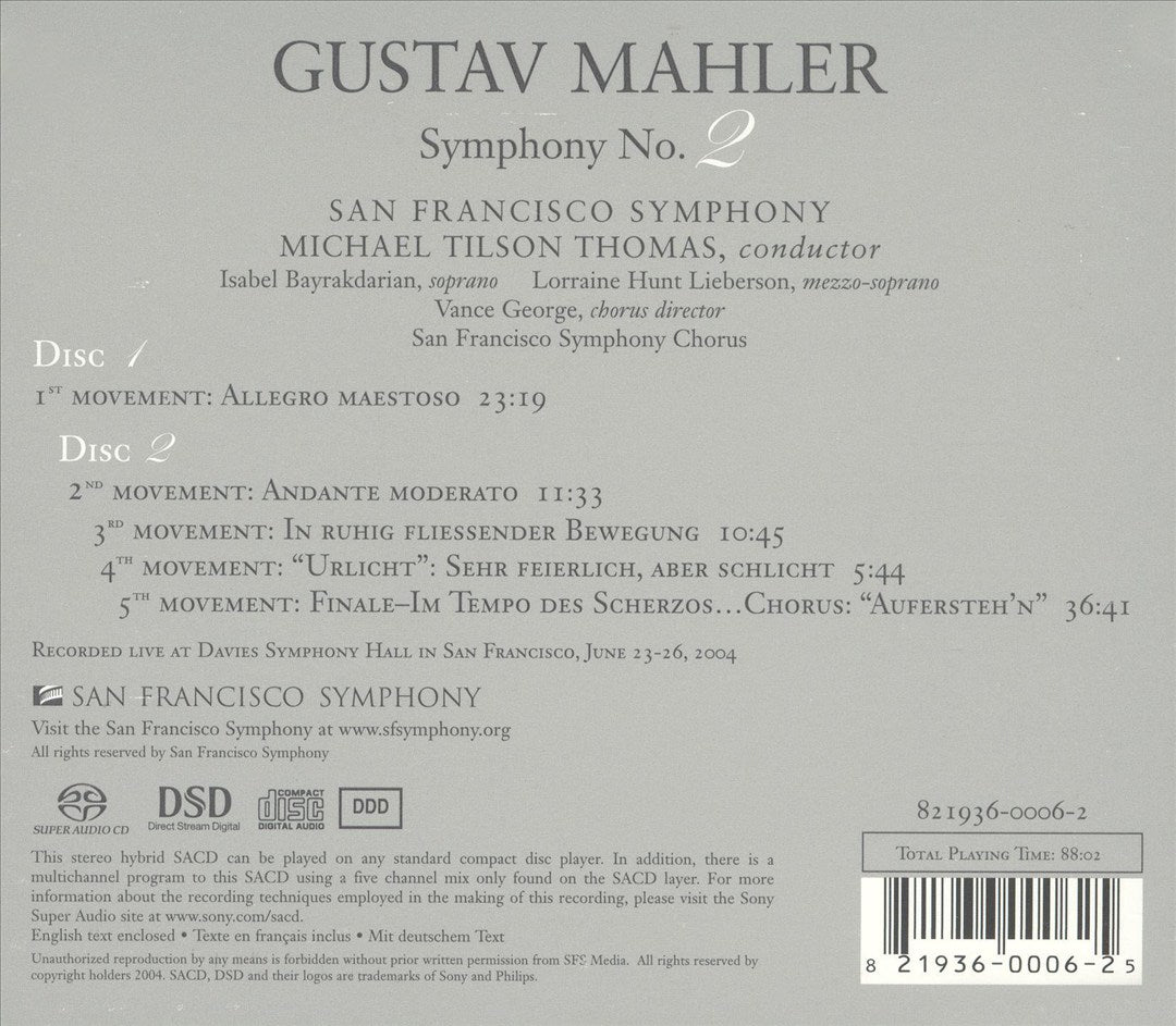 Mahler: Symphony No. 2 cover art