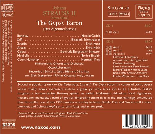 Strauss II: Gypsy Baron (1954 Recording) cover art