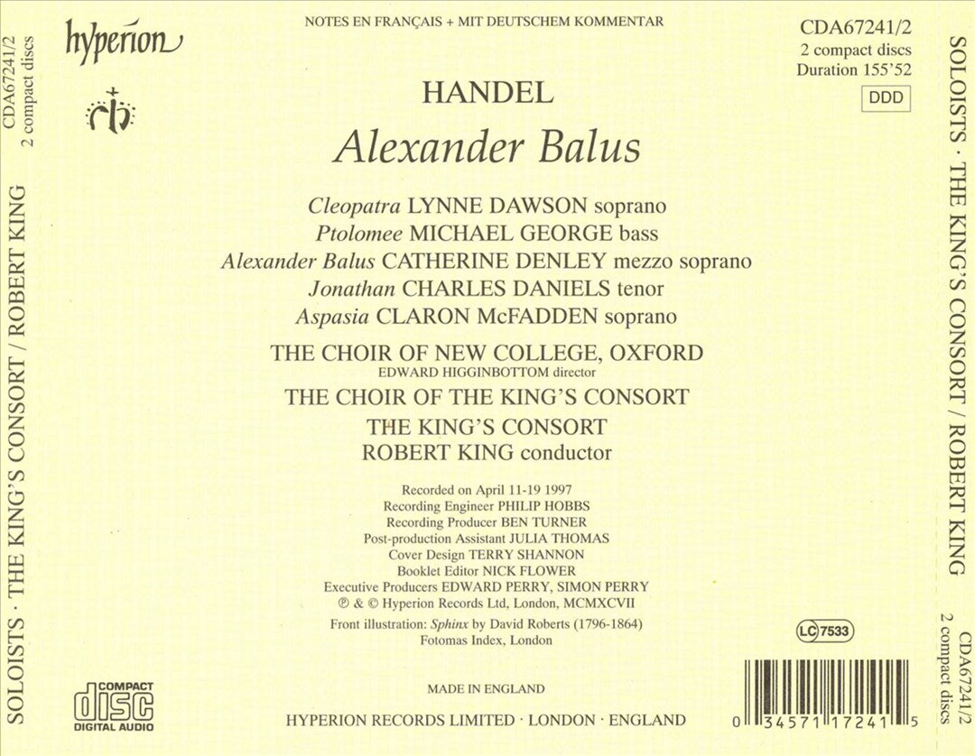 Handel: Alexander Balus cover art