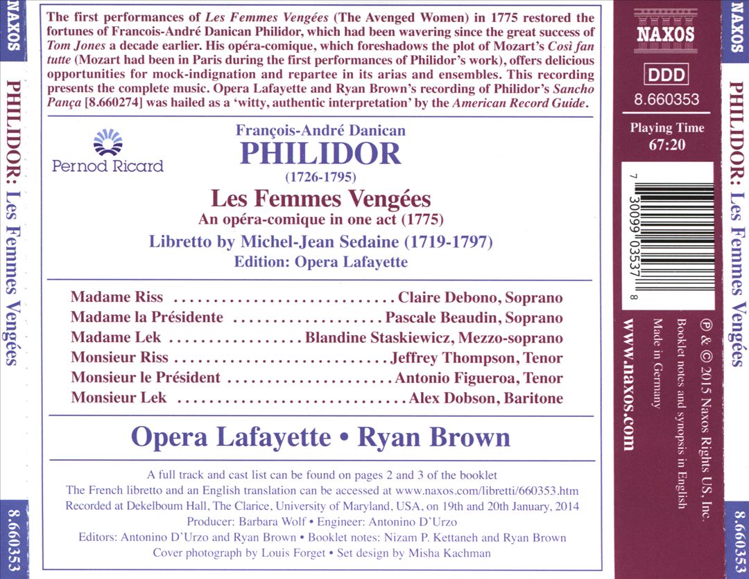 Philidor: Les Femmes Vengées cover art