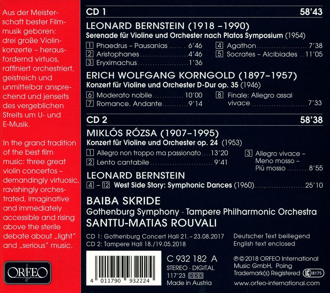 American Concertos: Bernstein, Korngold, Rózsa cover art
