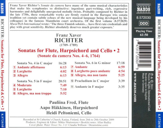 Franz Xaver Richter: Sonatas for Flute, Harpsichord & Cello, Vol. 2 cover art