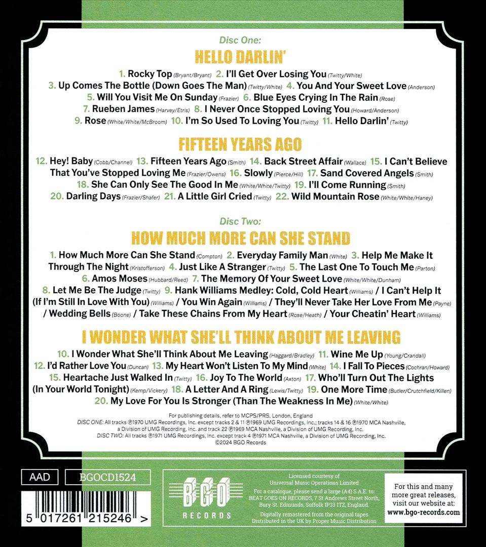 Hello Darlin'/Fifteen Years Ago/How Much More Can She Stand/I Wonder What She'll Think About Me Leaving cover art