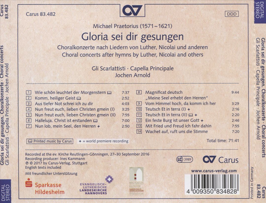 Michael Praetorius: Gloria sei dir gesungen cover art