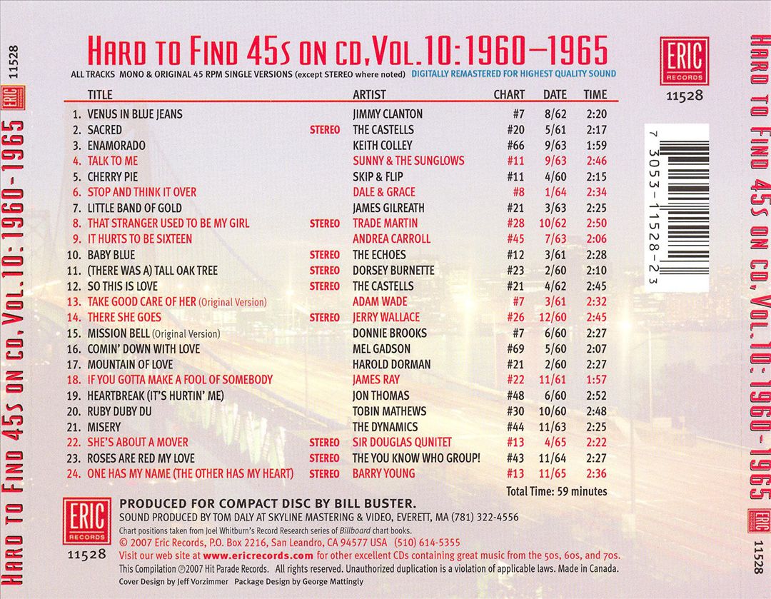 Hard to Find 45's on CD, Vol. 10: 1960-1965 cover art