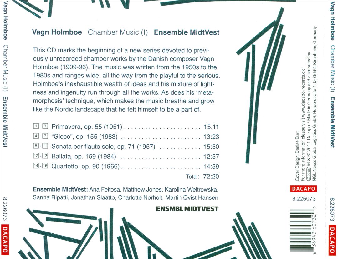 Vagn Holmboe: Chamber Music, Vol. 1 cover art