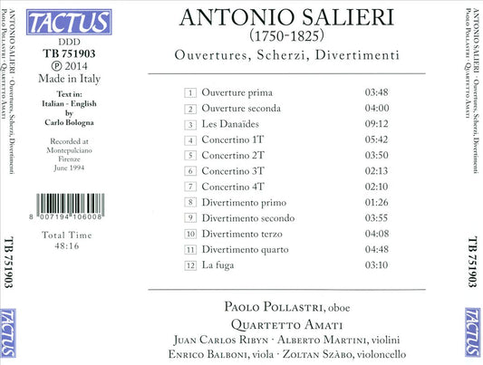 Salieri: Ouvertures; Scherzi; Divertimenti cover art
