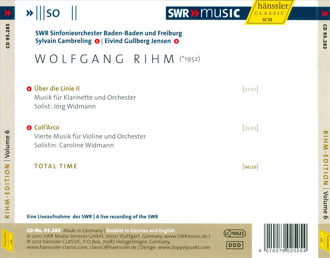 Wolfgang Rihm: Über die Linie II; Coll'Arco cover art