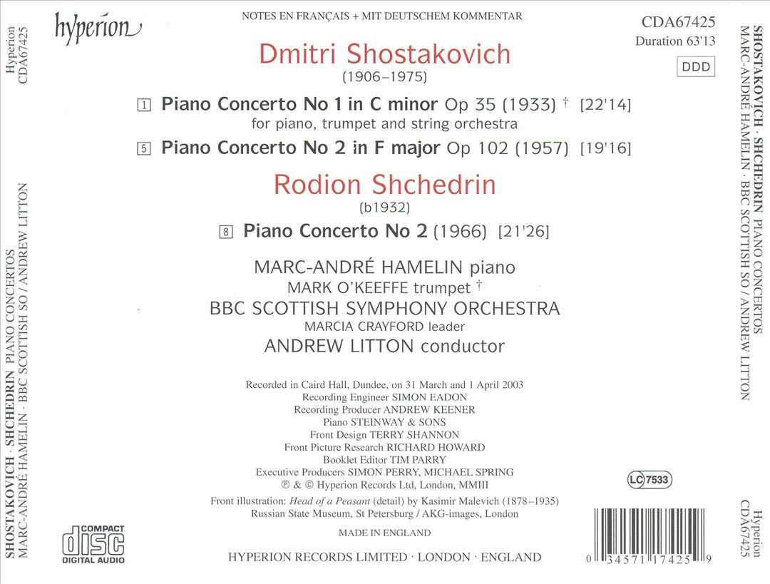Shostakovich: Piano Concertos Nos. 1 & 2; Shchedrin: Piano Concerto No. 2 cover art
