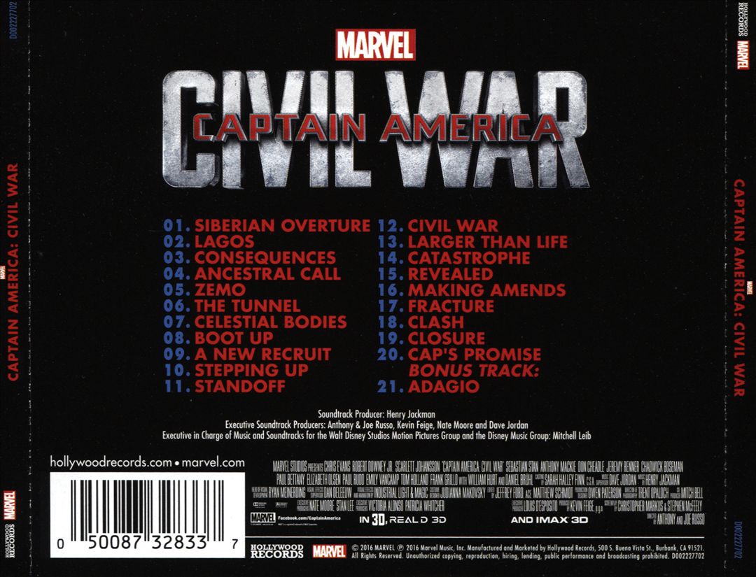 Captain America: Civil War [Original Motion Picture Soundtrack] cover art
