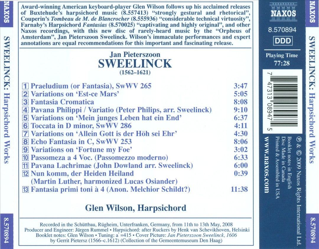 Sweelinck: Music for harpsichord cover art
